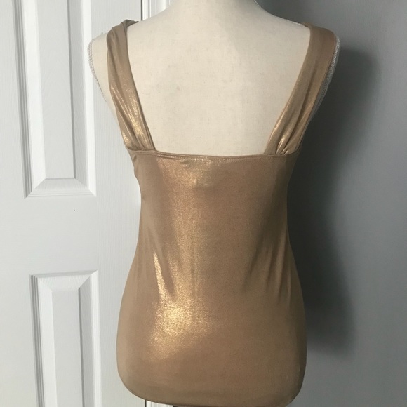 NEW - Dressy Gold V-Neck Sleeveless Top - Picture 3 of 7